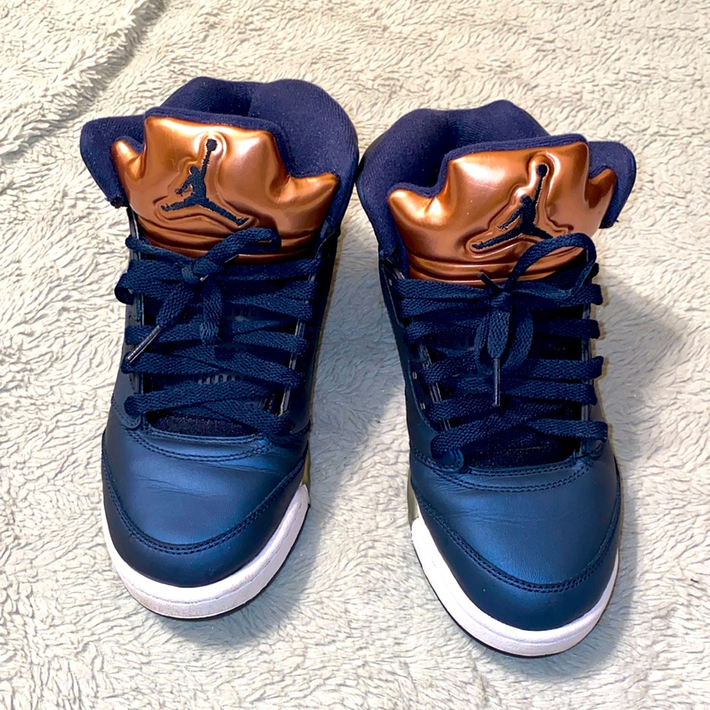 Air Jordan 5 Navy blue with Gold